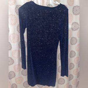 Sparkly navy blue dress, stretch material. Super comfortable to wear! Worn once!